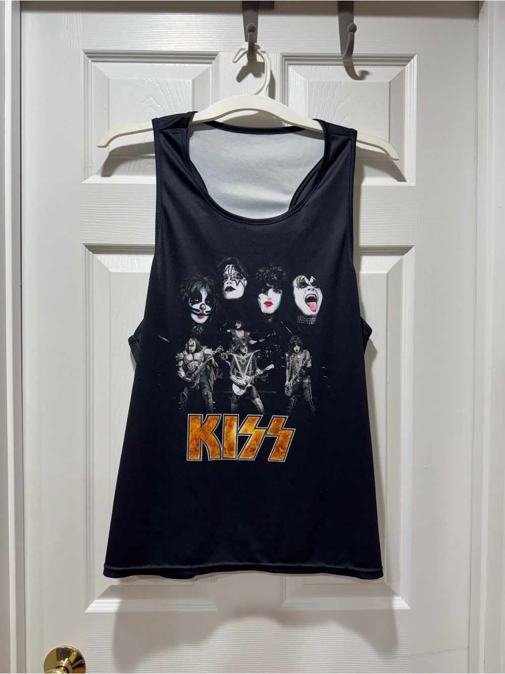 Kiss Black Tank Top with Orange Logo and Band Photo